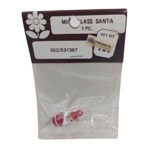 Vintage Franks Nursery Mini Glass Santa Claus 1 inch Necklace Charm New